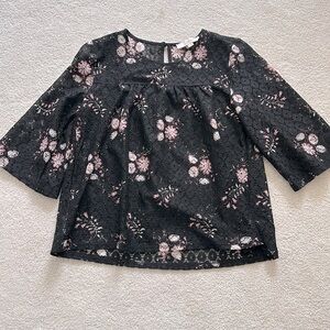 LOFT Lace Floral Swing Top